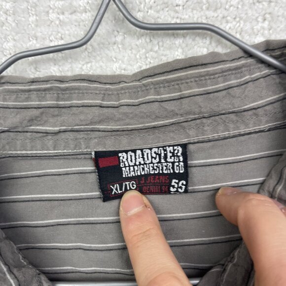 Y2K Roadster Manchester GD Button Up Shirt Distressed Men XL Grunge Goth AOP - Picture 6 of 10